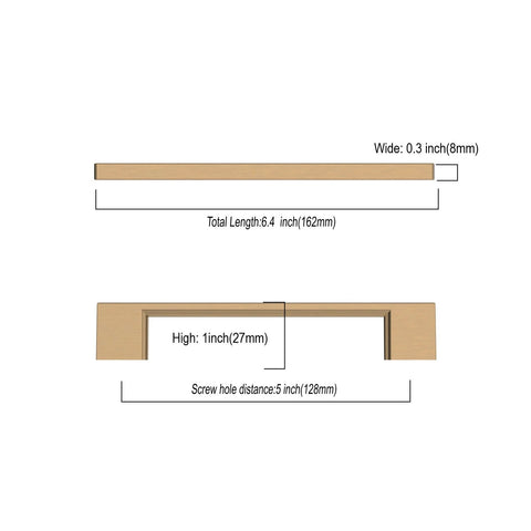 Diagram of 10 Pack 5 Inch Champagne Bronze Cabinet Handles For Cupboards And Drawers Kitchen Cabinet Hardware Pulls with dimensions