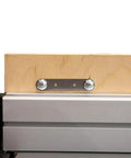 Heavy Duty Flex Stock Guides For Table Saws And Router Tables With Smooth Infeed And Outfeed Rollers Snap Tight Knobs And Flexible T Bolt Mounts For Dead Straight Cuts On Every Cut, showing a mounted wooden block with metal bracket on a table saw.