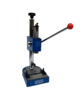 Compact Manual Press And Arbor Machine For Desktop Assembly Work, Heavy Duty hand tool with red handle for precision tasks.