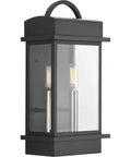 Two Light Outdoor Wall Lantern In Black Finish, Santee Style, Measures 15.25 Inches High By 8 Inches Wide By 8 Inches Deep