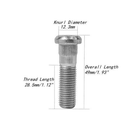 M12x1.5 wheel stud with dimensions for 10Pcs M12x1.5 Wheel Studs Lug Bolt Set For Honda Acura Vehicles Including CRV Accord Pilot