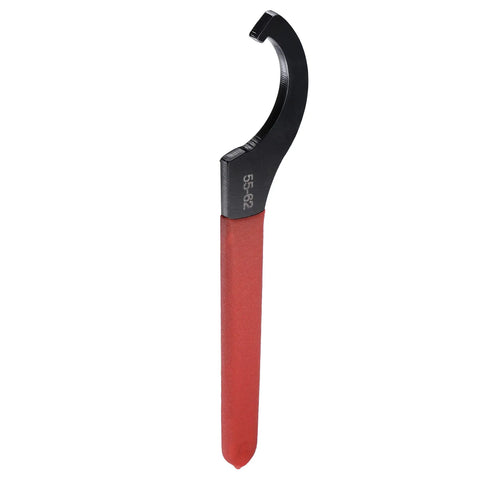 C Hook Spanner Wrench Collet Chuck For 55 To 62mm Round Nut With Red Non Slip Handle Heavy Duty Carbon Steel Black Oxidized Finish