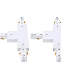 Two Pack H Track T Connector 3 Wire Single Circuit White 90 Degree Branch Track Lighting Adapter for easy T layouts.