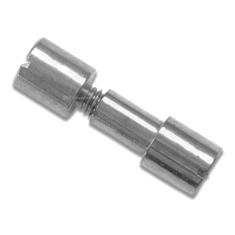 Close-up of a stainless steel bolt from 10 Pack Knife Handle Bolts With Step Drill Stainless Steel Fasteners For DIY Handle Repair USA Size 0.312 x 0.213 x 1.25 Inch Knife Hardware Kit For Knife Makers, showing detailed design.