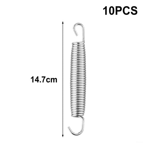 Super Tough 50Kg Load Extension Springs 10 Pack Heavy Duty Steel Made For Garage Doors And Trailer Ramps That Never Snap Plus Great Elasticity! 14.7cm spring with hooks.
