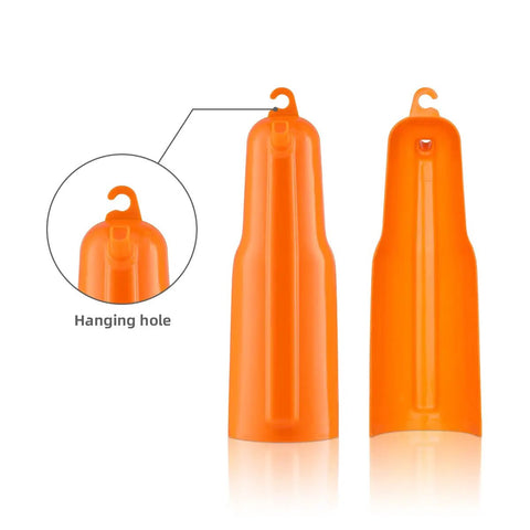 Drip-Free Oil Change Funnel Kit For Harley-Davidson Primary And Crankcase Fill Tool, orange funnel with hanging hole detail