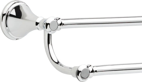 24 Inch Polished Chrome Double Towel Bar For Kitchen And Bathroom Towels, Durable Zinc Construction, Corrosion Resistant Finish detail