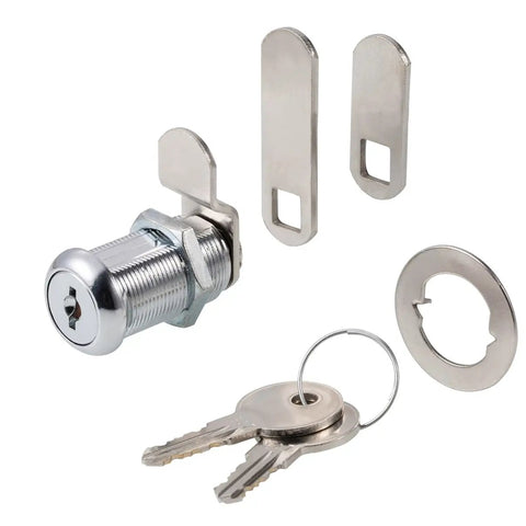 Keyed Alike Cabinet Cam Locks For Tool Boxes, RV Compartments, Mailboxes And Vending Machines, 1 1/8 Inch Cylinder, Chrome Finish