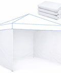 Heavy Duty 300D Oxford Waterproof Canopy Sidewalls 10x10 Pop Up, 3 Pieces With Zipper Panels, White, no frame
