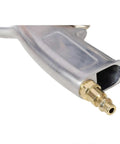 Close-up of the nozzle of Heavy Duty Handheld Sandblasting Gun Kit With Portable Hopper, showing aluminum body and brass connection.