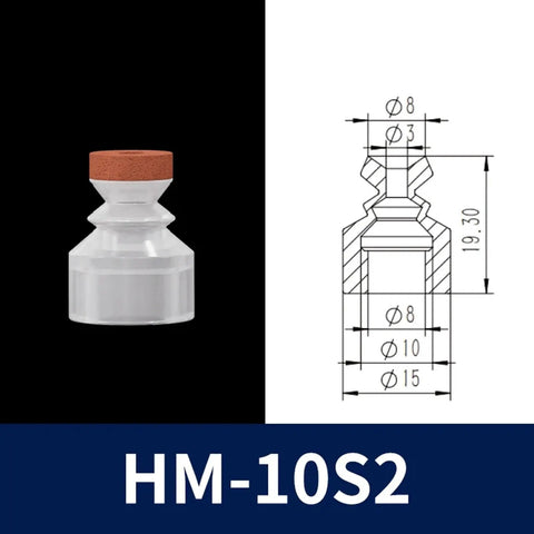 Heavy Duty Vacuum Suction Cup With Sponge Cushion For Industrial Automation, HM-10S2 silicone rubber design, dimensions displayed.