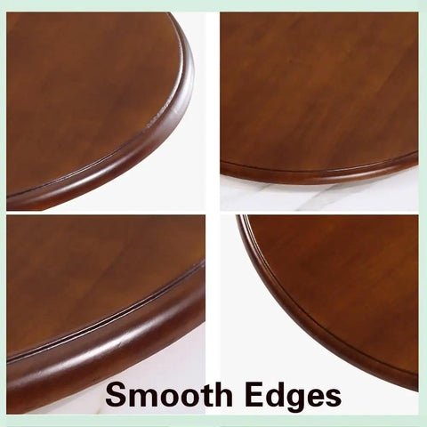 Close-up of smooth edges on the 36 Inch Rotating Lazy Susan Serving Tray, Top Tier Solid Wood Turntable for kitchen counters.