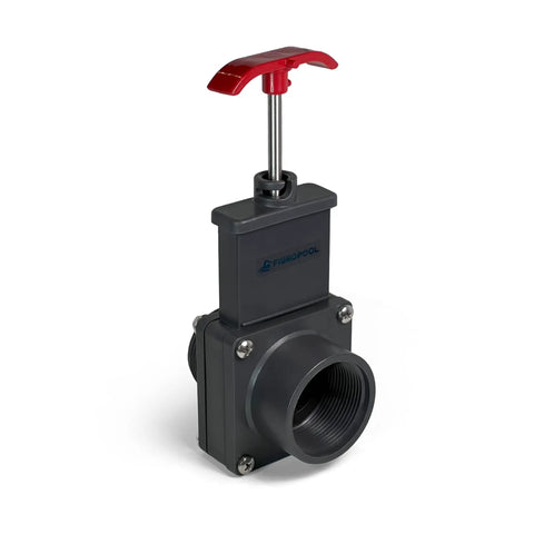 Above Ground Gate Valve 1.5 Inch Dual Threaded Shut Off Slice Adapter Durable Black Plastic Isolation Valve For Swimming Pools Leak Free Access
