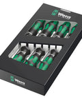 Box of 7-piece hollow nutdriver set with alloy shanks and multi-component handles for auto repairs and DIY projects
