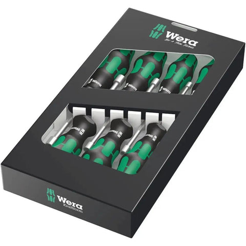 Box of 7-piece hollow nutdriver set with alloy shanks and multi-component handles for auto repairs and DIY projects