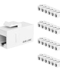 Cat6 RJ45 Keystone Coupler 25 Pack Female to Female UTP Inline Jack for Ethernet with gold-plated contacts, white color