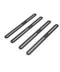 Black Flat Mending Plate Kit, 4 Pack Adjustable Slotted Bracket Supports For Wood Furniture Repair shown in a lined arrangement.