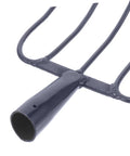 Close-up of Heavy Duty Iron Manure Fork Pitch Fork For Lawn Maintenance And Rural Use, showcasing durable iron fork tines.