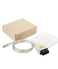 K Can USB Diagnostic Cable with Switch for BMW E Chassis 1998 to 2019, includes FT232RL interface, cable, and software CD