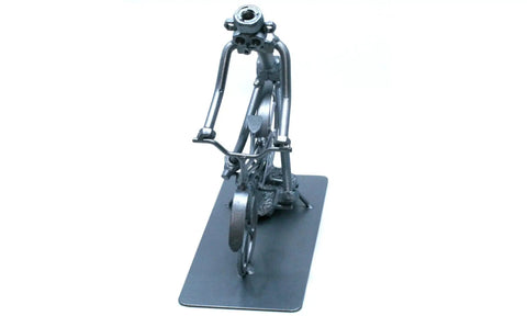 Handmade Metal Nut And Bolt Figurines For Desk Bicycle Ornament And Bike Themed Desktop Statue Unique Cool Gift For Dads