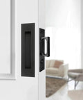 Recessed Finger Flush Pulls With Edge Pull For Pocket Doors, Closets, Sliding And Barn Doors, Black Stainless Steel 6 Inch