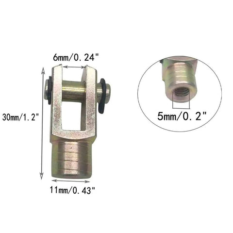 Bronze Tone 5mm Female Thread Metal Y Joint Clevis For Pneumatic Air Cylinders Foot Mounting And Piston Rod Linkage Universal Clevis For Connecting Rods Or Gas Springs 3 Piece Set, 6mm pin, 11mm OD