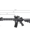 Gen 2 M4 SPR Interceptor Polymer Airsoft AEG With Enclosed Red Dot Sight And Top Optic Rail, full side view