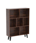 Three Tier Cube Bookshelf With Legs In Rustic Brown Mid Century Modern Style Dope Space Saving Open Bookcase With Retro Wood Look