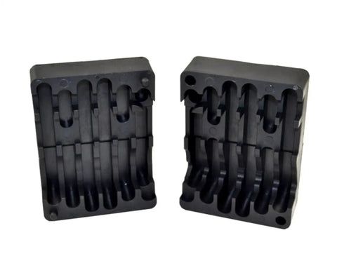 Rock Solid Heavy Duty Vise Support Blocks Reinforced Nylon Polymer for smooth auto repairs, 5x2.5 inch with grooves, pack of two.