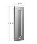 7 Inch Stainless Barn Door Finger Pull Set 2 Pack Heavy Duty Modern Invisible Handle with flat bottom in stainless steel.