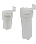 Two Pack Stainless Steel Water Filter Housing Brackets For 10 Inch And 20 Inch Systems with mounted white filter housings