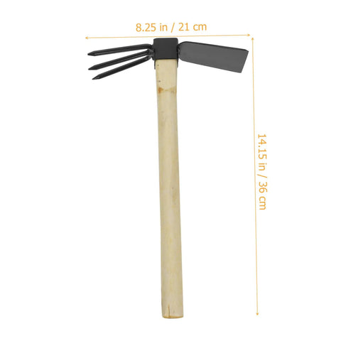 Ergonomic Wooden Handle Weeding Hoe And Hand Rake Tool For Weed Control In Your Garden, Lightweight Metal Cultivator With Dimensions