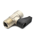 VP40 One Quarter Inch MPT Mini Drain Valve For Air Compressors, Brass Body, Zinc Plated, Plastic Handle, PTFE Seal, No Drip, 225 PSI Max