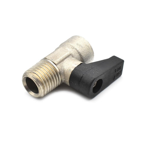VP40 One Quarter Inch MPT Mini Drain Valve For Air Compressors, Brass Body, Zinc Plated, Plastic Handle, PTFE Seal, No Drip, 225 PSI Max