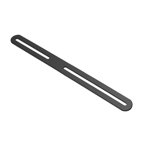 Black adjustable flat mending plate, part of Adjustable Flat Mending Plate Set 4 Pack Stainless Steel Slotted Furniture Repair Brackets
