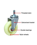 Beefy Heavy Duty Caster Wheels With Brakes, 360 Degree Swivel Top Plate Casters For Workbenches, Carts, And Furniture with galvanized bracket.