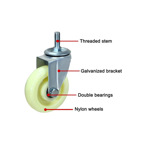 Beefy Heavy Duty Caster Wheels With Brakes, 360 Degree Swivel Top Plate Casters For Workbenches, Carts, And Furniture with galvanized bracket.