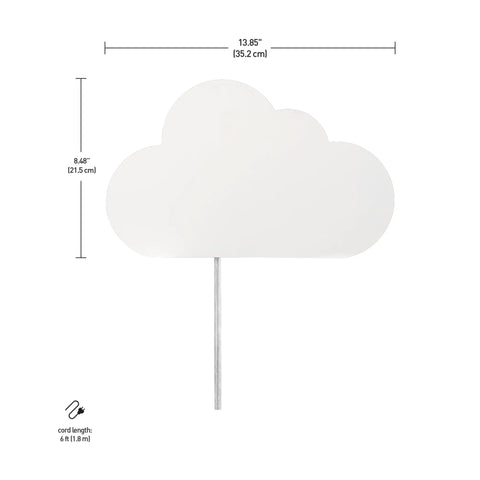 Dimensions of Floating Cloud Plug In Wall Sconce in Matte White with 6ft Clear Cord, 8.48" x 13.85" with Inline On Off Rocker Switch