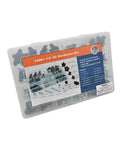 149 Piece Universal T Track and Jig Hardware Kit Featuring 1/4 Inch 20 TPI T Bolts in clear carry case with dividers