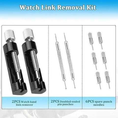 Two Pack Watch Link Removal Kit For Bracelet Adjustment And Replacement Pro Grade Tool Set With Pin Remover And Extra Pins