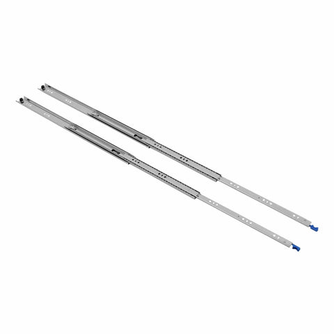 32 Inch Heavy Duty Drawer Slides With Soft Close And Lock Built To Take A Beating, 265 Lb Load Capacity, side view of zinc coated slides