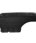 Heavy Duty Left Side Mount Tool Box For Ram 1500 Truck Bed Storage In Solid Black, side view showcasing rugged design.