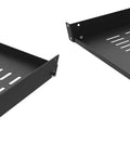 Rock Solid 1U Vented Cantilever Server Rack Shelf 10 Inch Deep For 19 Inch Cabinets Heavy Duty Steel two shelf mounts with perforated design.