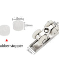 Heavy Duty Zinc Alloy Sliding Door Rollers 4 Pack Adjustable Height Double Wheel Track Pulleys with rubber stopper dimensions