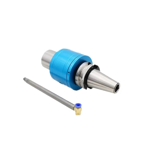 Heavy Duty Cnc Milling Fixtures Engineered Beefy For BT40 And BT50 Tapers, showcasing a blue milling tool with a coolant line.