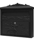 Locking Wall Mounted Steel Mailbox For Outdoor Use, Built To Last, Rust Proof Construction, Top Loading Mail Slot, Cast Iron Style