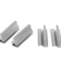 Key Duplicating Fixture Clamp for Key Machines in silver, stainless steel 4-piece set shown on white background.