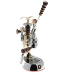 Straight Fire Manual Lever Espresso Machine With Heavy Duty Rosewood Handles, Classic Chrome Brass Finish, Bottomless Portafilter.
