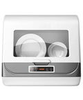 Smart Portable Countertop Dishwasher With Automatic Disinfect Cycle For Killer Kitchen Results This White Compact Unit With Plates Inside.