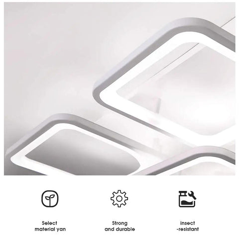 Square LED Ceiling Light For Living Room And Bedroom 96W Cool White 6000K 23.6 Inch Flush Mount Fixture Energy Saving